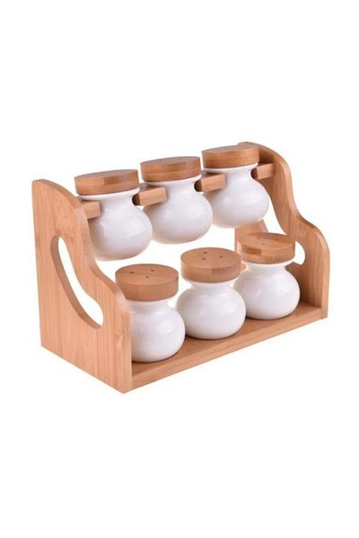 Decorland 6-Piece Special Spice Set with Bamboo Lid and Stand