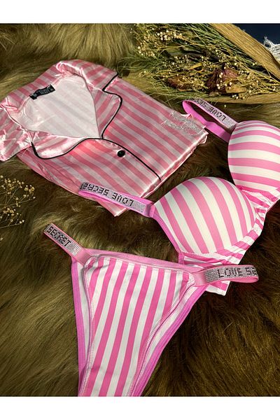 SATTENS Set de pijama din satin Stone din 4 piese pentru femei