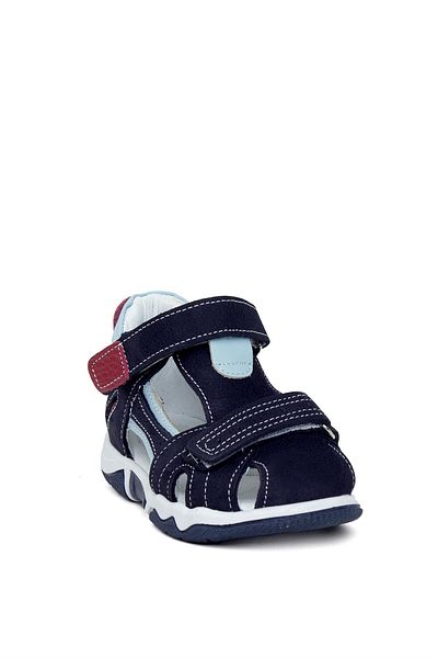Minican Holčička dětské ploché sandály z pravé kůže Navy Blue