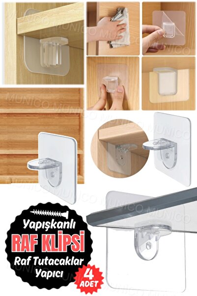 Munico 4 Adet Şeffaf Raf Desteği Plastik Bölme Köşe Kodu Taşınabilir Bölücü B...