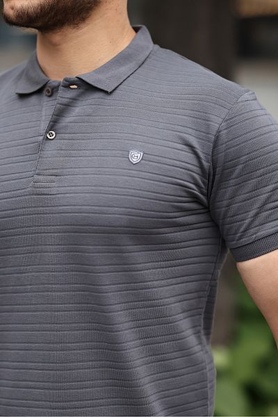 COMBİNE MİCHAİL Men's Polo Collar T-shirt - Non-Shrinkable Cotton, Slim Fit, Smoked Non-Curling Fabric