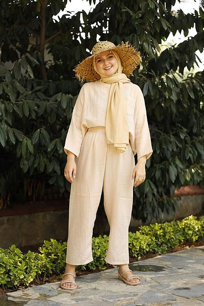 Ceylan Otantik Set casual de muselina crem