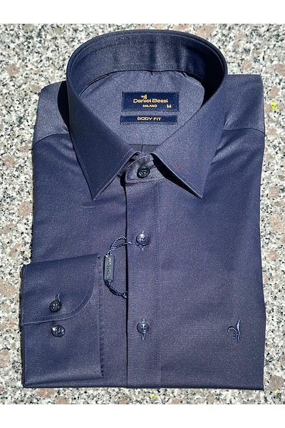 Daniel Bessi Small Shirt Collar Cotton Satin Fabric Extra Slim Fit Men Shirt