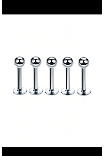 Arescollection 5 ADET CERRAHİ ÇELİK LABRET KULAK DUDAK BURUN UYUMLU PİERCİNG SET