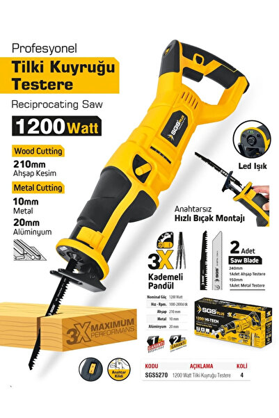 Genel Markalar SGSPLUS SGS5270 1200 Watt Elektrikli Tilki Kuyruğu Testere