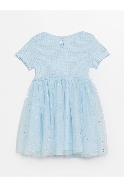 LC Waikiki Crew Neck Short Sleeve Dress for Baby Girl
