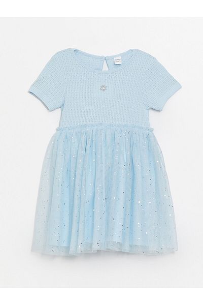 LC Waikiki Crew Neck Short Sleeve Dress for Baby Girl