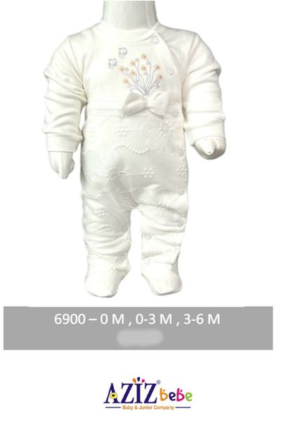 Aziz Bebe 0-3-6 Months Size Lace Booties Jumpsuit
