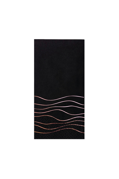 Story Rose Gold Black Striped Paper Napkin - 33x33 cm, 16 pieces, 1/8 Fold