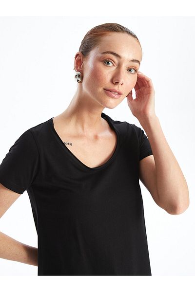 LC Waikiki Women's T-Shirt - Crew Neck, Solid Cut, Short Sleeve