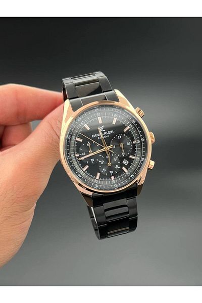 Daniel Klein Exclusive Black Rose Men's Wristwatch 3 Atm Waterproof Functions Active