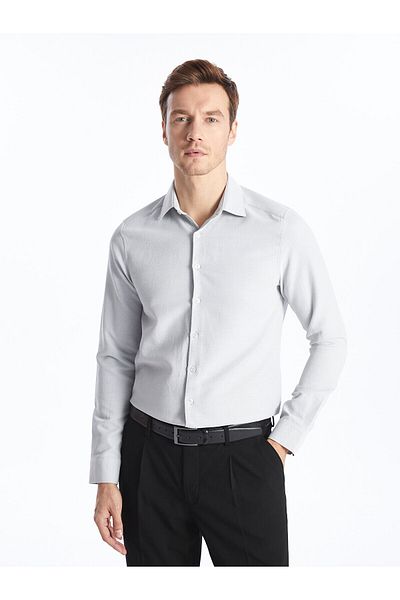 LC Waikiki Men's Shirt - Slim Fit, Long Sleeve, Dobby