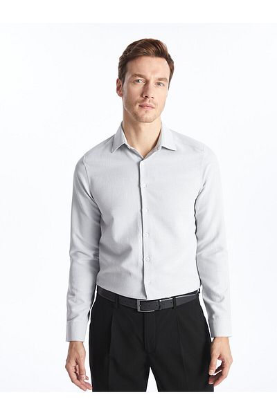 LC Waikiki Men's Shirt - Slim Fit, Long Sleeve, Dobby