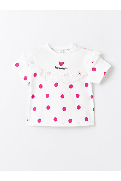 LC Waikiki Crew Neck Printed Short Sleeve T-Shirt for Baby Girl