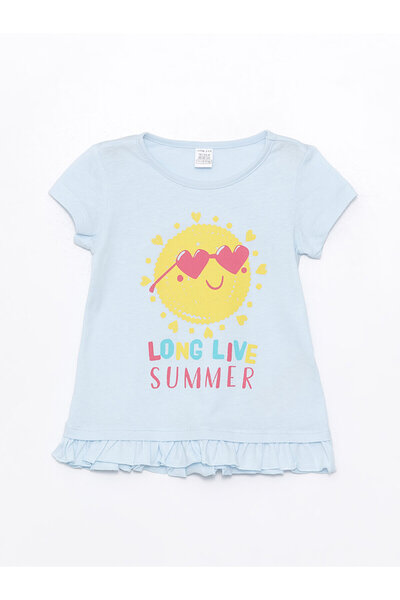 LC Waikiki Tričko s krátkým rukávem a výstřihem s potiskem pro holčičku