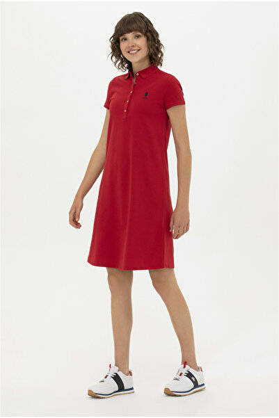 U.S. Polo Assn. Us Polo Women's Polo Neck Red Knitted Dress
