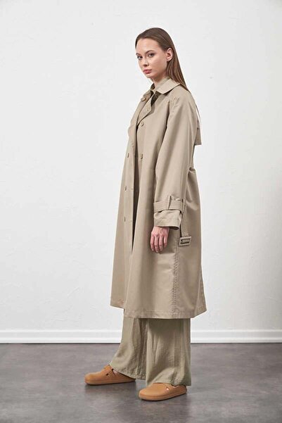 Mevra Tokalı Oversize Trenchcoat Çağla