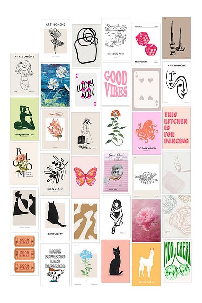 Postifull Σετ αφίσας Collage - 35 τεμάχια χωρίς πλαίσιο 10*15cm - με αυτοκόλλητο δώρο