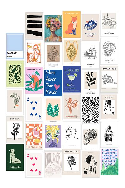 Postifull Σετ αφίσας Collage - 35 τεμάχια χωρίς πλαίσιο 10*15cm - με αυτοκόλλητο δώρο