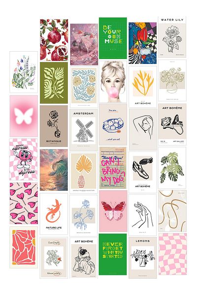 Postifull Σετ αφίσας Collage - 35 τεμάχια χωρίς πλαίσιο 10*15cm - με αυτοκόλλητο δώρο