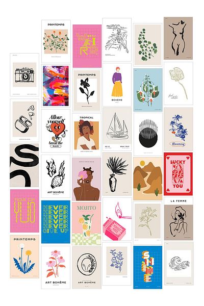 Postifull Σετ αφίσας Collage - 35 τεμάχια χωρίς πλαίσιο 10*15cm - με αυτοκόλλητο δώρο