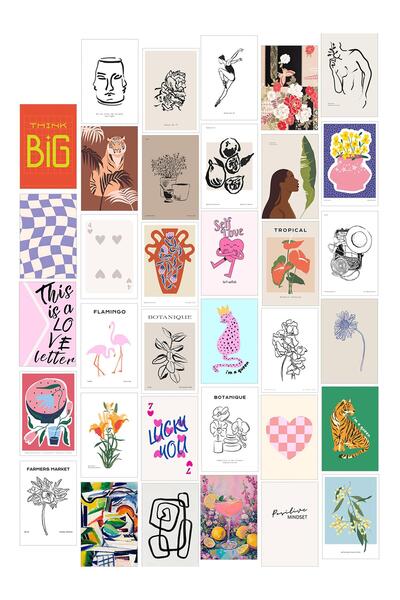 Postifull Poster Seti - Karışık Kolaj Poster Seti - 35 Adet Çerçevesiz Poster...