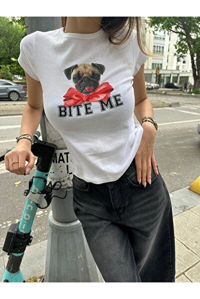 GaiaGirlz Tricou y2k Pug Bite Me