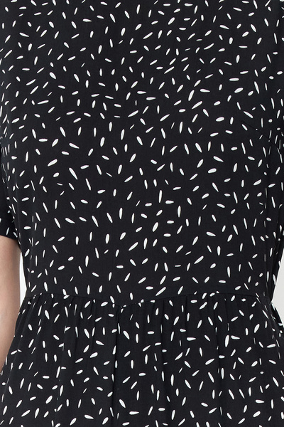 Trendyol Collection Černý puntíkovaný viskózový maxi tkaný overal TWOSS24TU00048