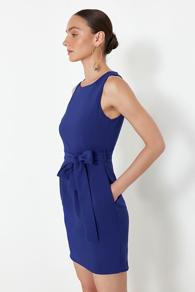 Trendyol Collection Rochie mini țesută Saks cu curea TWOSS19AA0063