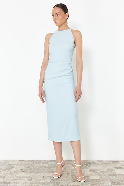 Trendyol Collection Rochie midi cu gât albastru - Fustă creion, țesută, TWOSS24EL00158