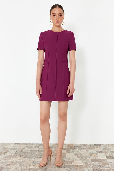 Trendyol Collection Rochie mov cu decolteu în formă de A mini țesute TWOSS24EL00460
