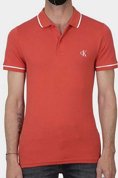Calvin Klein Мъжка червена тениска с поло яка