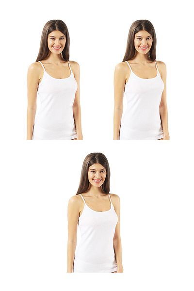 ÖZKAN Kompedan 3 Pack - Women's Flexible Soft Thin Strap Cotton Tank Top