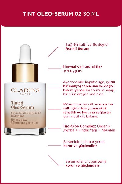 Clarins TINT OLEO-SERUM 02 30ML – Farbiges Feuchtigkeitsserum