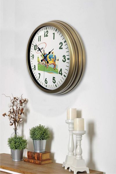 Kasva Concept Gift 40 cm Antique Metal Butcher Wall Clock