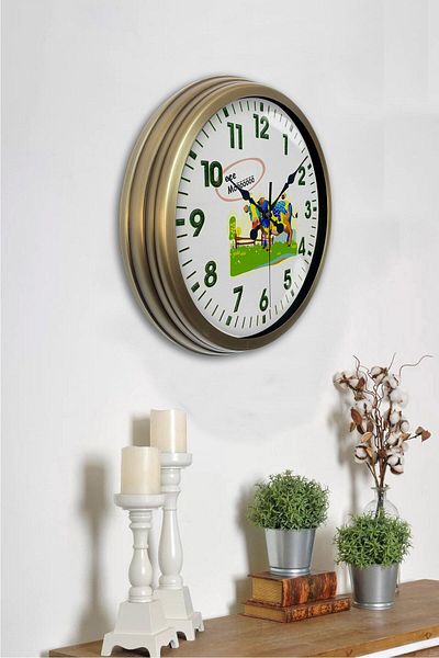 Kasva Concept Gift 40 cm Antique Metal Butcher Wall Clock