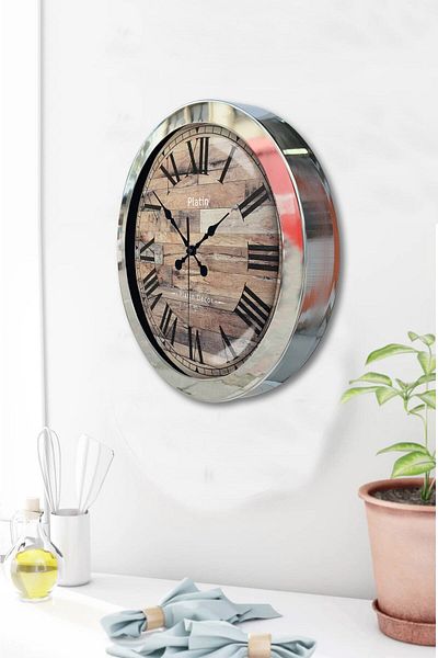 Kasva Concept Gift 36 cm Chrome Metal Misaf Wall Clock