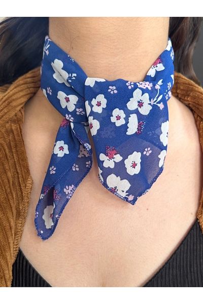 MAZEN Patterned Chiffon Scarf 45X45 Hair, Bag, Wrist, Neck Accessory