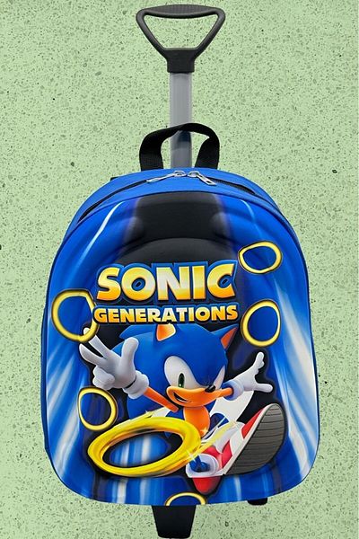 Tezzgelsin Hedgehog Sonic Kindergarten - Geantă de școală și rucsac cu roți imprimate 3D Eva