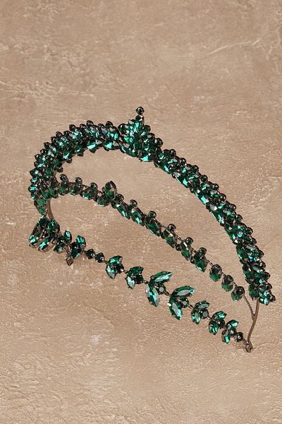 Limelia Nera Model Three Rows Bridal Crown Costume And Henna Crown Green
