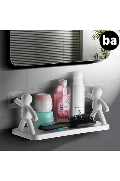 Ecolux Human Decorative Bathroom Shelf Cute Object - Self-Adhesive Bathroom Organizer and Hanger 2 PCS