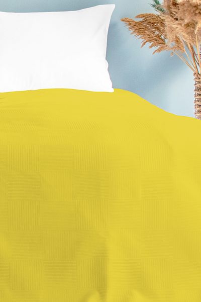 sethome collection Yellow Checkerboard Patterned Double Pique - Checkered Hotel Pique 200x230