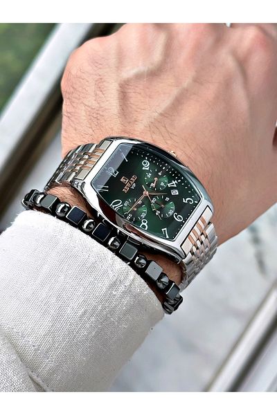 Reward Men's Silver Color Function Classic Wrist Watch and Gift Bracelet