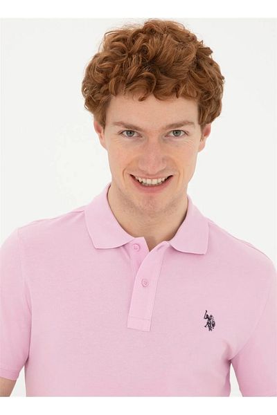 U.S. Polo Assn. Ανδρικό μπλουζάκι U.S. Polo Assn.Pink Slim Fit DMLS