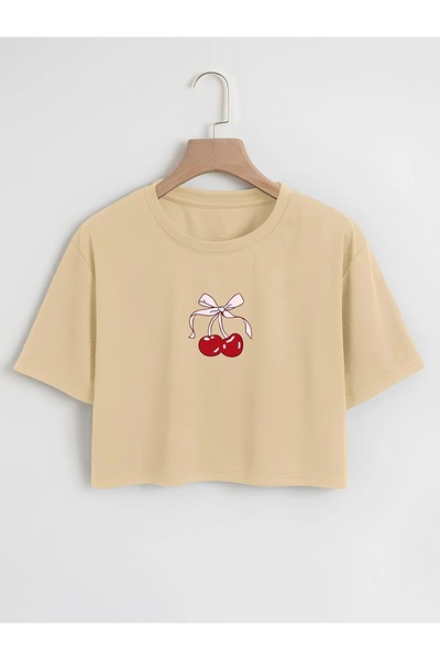 DAXİS Sportwear Company Голяма дамска тениска с щампа с череши - кръгла яка