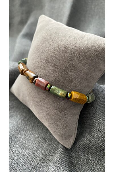 ND takı tasarım Doğal taş Hint akik ve Hematit taşı Tasarım Bileklik Erkek  B...