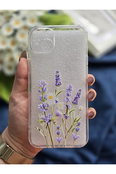 SUPER FRAME Iphone 15 PLUS Uyumlu Çiçek Tasarımlı Şeffaf Telefon Kılıfı