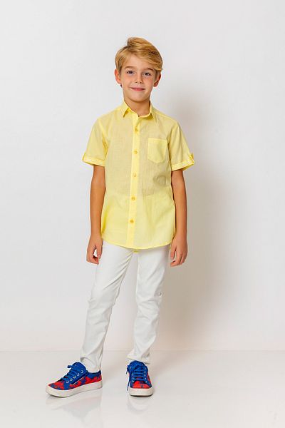 incity Boy's Short Sleeve Shirt with Cuff Detail and Pockets
