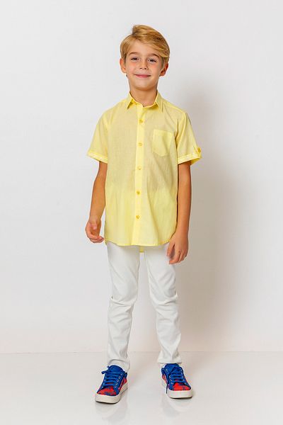 incity Boy's Short Sleeve Shirt with Cuff Detail and Pockets