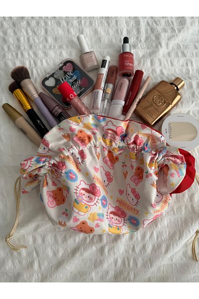 Planet Butik Cute Cat Drawstring Makeup Bag I Practical Makeup Mat